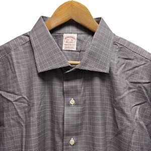 Brooks Brothers NEW Mens 18.5/36 Madison Purple Glen Plaid Non-Iron Cotton Shirt